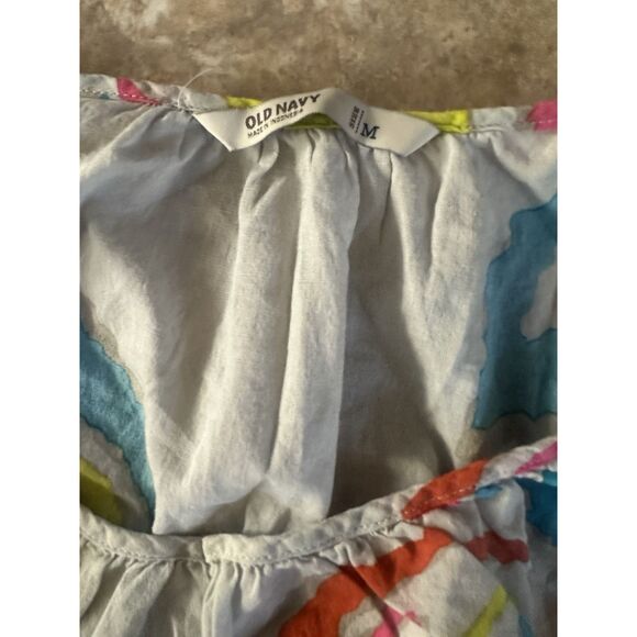 Old Navy M Cotton Printed Blouse Tunic Lightweight - Picture 2 of 7